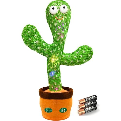 Christmas Dancing Talking Cactus Toy Mimics Back, Cactus Baby Toy Singing Mimicking Repeating Recording, Silly Sunny The Cactus with 3xAA Battery