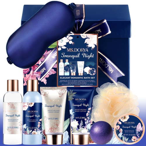 MS.DORYA Spa Gift Set for Women, Lavender & Chamomile Scent 8 Pcs Bath Baskets, Beauty Body Care Birthday Gifts for Her