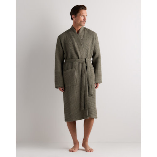 Organic Turkish Waffle Robe in Moss