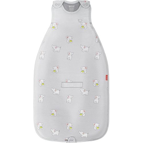 HECCEI Merino Wool & Cotton Baby Sleep Sack, All-Season 2-Way Zipper Baby Sleeping Bag, Adjustable Fit Baby Wearable Blanket (Snackyphant Grey)