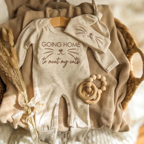 Going Home to Meet My Cats Baby Outfit - Newborn Coming Home Outfit, Cat Lover Baby Gift, Personalized Infant Outfit, Pet Gift for Baby Boy
