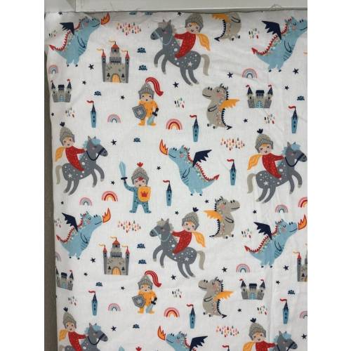 Castle Dragon Crib Sheet, Toddler, Twin Set, Knight Nursery Cot Bedding, Mini