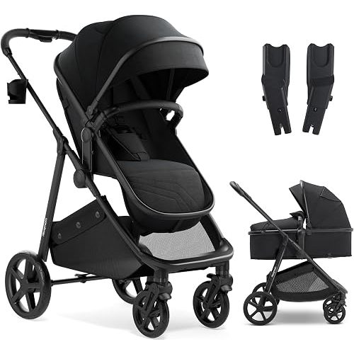 Mompush Wiz 2-in-1 Bassinet Stroller with Car Seat Adapter, Reversible Seat