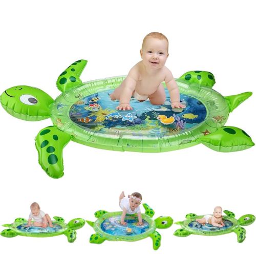 gebra Sea Turtle Tummy Time Water Mat – Inflatable Baby Play Mat for 3–12 Months Boys & Girls, Sensory Activity Toy & Gift for Visual and Muscle Development
