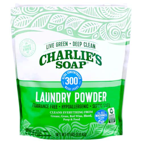 Charlie’s Soap Hypoallergenic Laundry Detergent Powder Baby Gentle 8lb Bag Fragrance Free Plant Based Deep Cleaning – Biodegradable Eco Friendly Sustainable