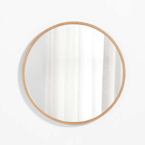 Finn Oak Wood 31" Round Wall Mirror