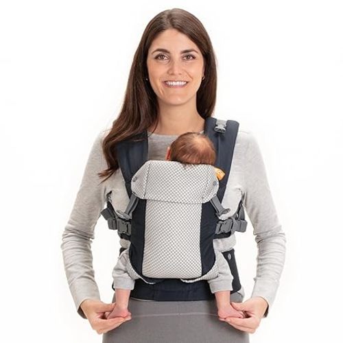 Beco Gemini Baby Carrier from Newborn to Toddler - Certified Ergonomic Newborn Baby Carrier for Infants and Children of 7-35 lbs - M Shape, Adjustable Seat, Breathable 3D Mesh (Cool Dark Grey)