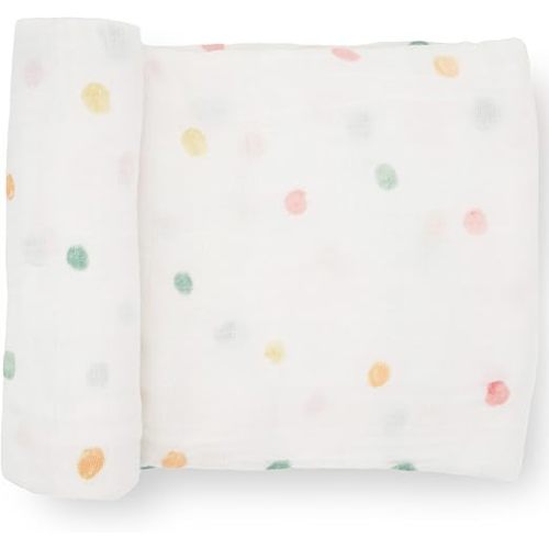 Little Unicorn Premium Cotton Swaddle Baby Blanket | Breathable Fabric | for swaddling, Play, Nursing & More (Party Dots)