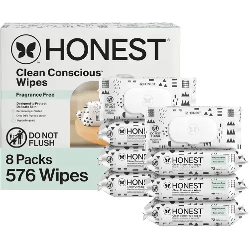 The Honest Company Hypoallergenic Multi-Use Baby Wipes for Sensitive Skin Baby Pattern Play 576 Count