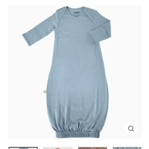 Baby Gown, Merino Wool, 0-6 Months, Blue