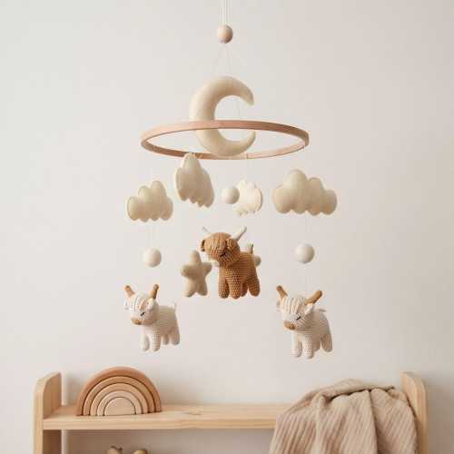 Highland Cow Baby Crib Mobile