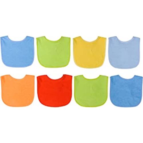 Neat Solutions 8 Count Multi-Color Solid Knit Terry Feeder Bib, Boy
