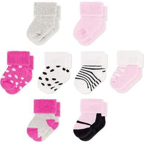Rising Star Infant Socks for Baby Boys & Girls, Thick Cotton Terry Cuff Winter Warm Socks for Ages 0-12 months (Princess Pink)