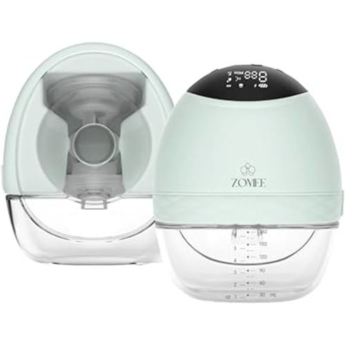 Zomee Fit Wearable Breast Pump, Hands Free Pumping, Portable, Ultra-Low Noise, Double Electric Breast Pump - Holds 6 oz - Wireless Breastpump 2+ Hours of Battery, Leak Proof Anti Backflow System