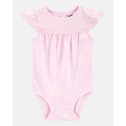 Baby Pointelle Short-Sleeve Bodysuit - Pink - OshKosh B'gosh | Carter's