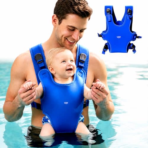 Water Baby Carrier for Newborn to Toddler 13-33 lbs 0-36 Months, Adjustable Neoprene Infant Carrier Wearing Gear for Beach Land Swimming Pool, Dark Blue