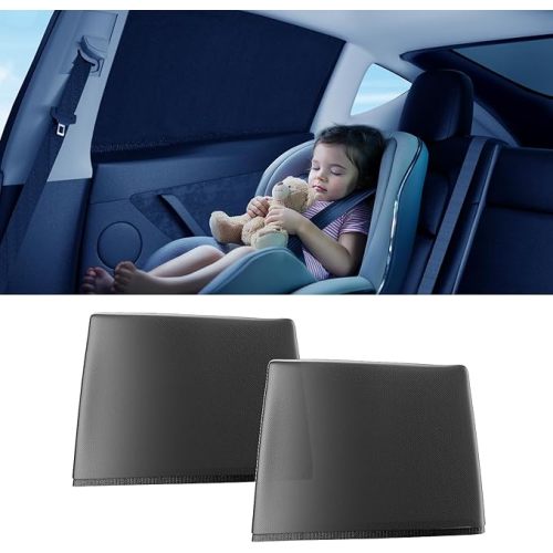 DMJN Car Window Shades for Baby (100% UV & Sun Block) Car Side Windows Covers Sun Shades for Baby in Car,Easy-Install Nano Ice-Crystal Coating-Universal Fit (Medium),2 Pack