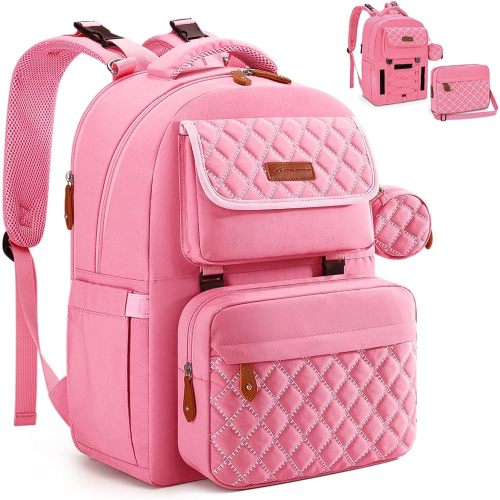 Maelstrom Large Diaper Bag,29L-45L Expandable Diaper Bag Backpack for 2 Kids/Twins Baby Stuff, with Removable Cross Body Bottle Bag for Mom/Dad, Stylish Baby Bag Gift for Boys/Girl-Pink