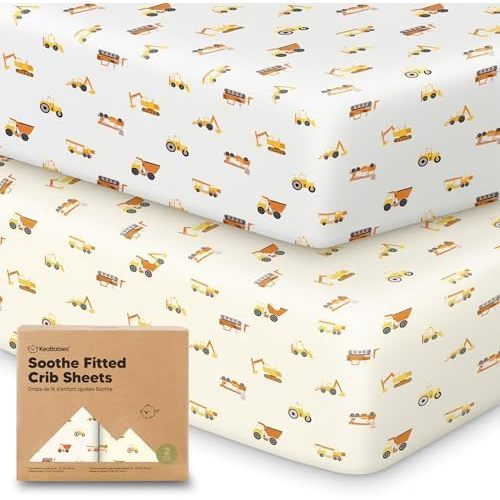KeaBabies 2pk Organic Cotton Crib Sheets for Boys Girls 52x28, Construction