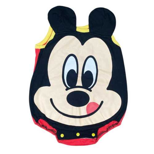Vintage 90s 00s Mickey Mouse Face Disney Baby Romper Sz 6-9mo
