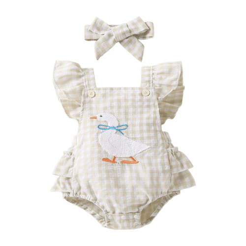 Karoyedx Toddler Girl Dresses Summer Newborn Baby Girl Bubble Romper Sleeveless Ruffle Bodysuit Headband Infant Summer Clothes White Size,3-6 Months