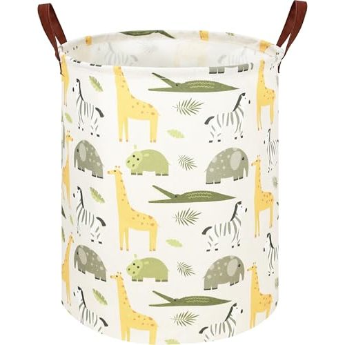 NTAOHAMPER Kids Laundry Hamper,Green Laundry Basket,Baby Nursery Hamper,Waterproof Storage Bin,Clothes Organizer Basket,Room Decor(Green Animal)
