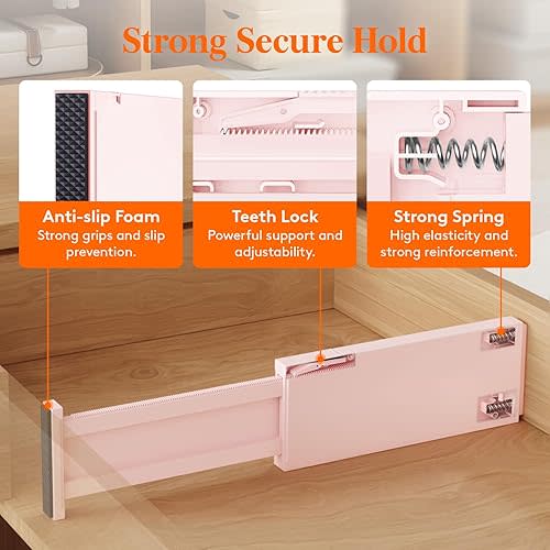 Adjustable Drawer Organizers 5 pack in Pink