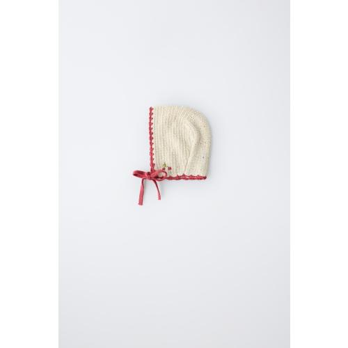 EMBROIDERED CHERRY KNIT BONNET - Ecru | ZARA United States
