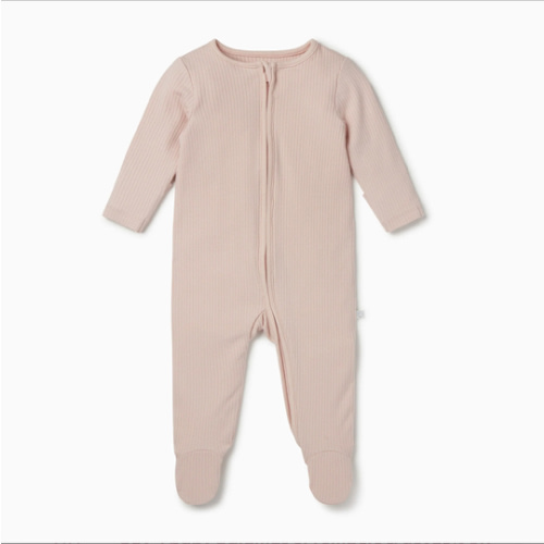 Ribbed Clever Zip Footed Baby Pajamas Ribbed Blue / Newborn