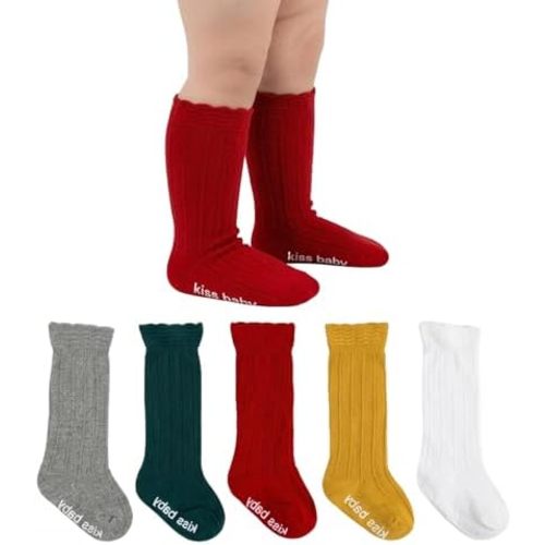 Toddler Girls Knee High Socks Soft Cotton Ruffle Long Tube Socks For Preemie Infant Newborn Toddler
