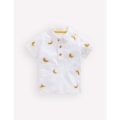 Embroidered Polo - Ivory Bananas | Boden USA