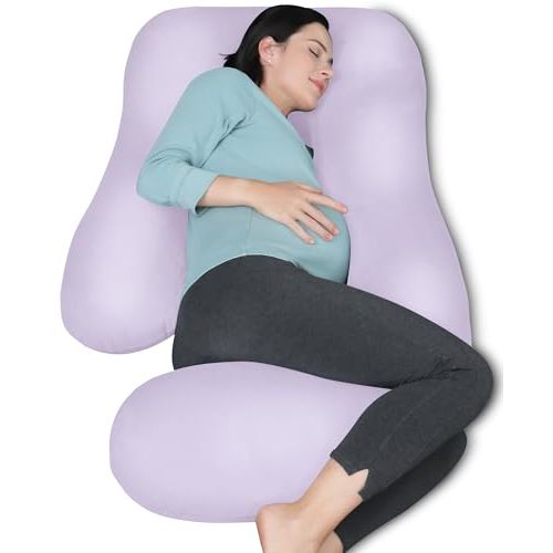 MOON PARK Pregnancy Pillows for Sleeping - U Shaped Full Body Maternity Pillow with Removable Cover - Support for Back, Legs, Belly, Hips - 57 Inch Pregnancy Pillow for Women - Purple