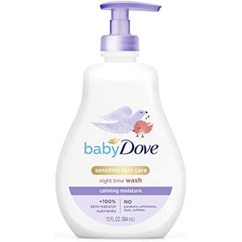 Baby Dove Sensitive Skin Care Baby Wash For a Calming Baby Bath Wash Calming Moisture Hypoallergenic and Tear-Free, Washes Away Bacteria 13 oz
