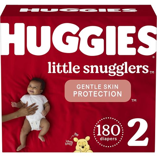 Huggies Little Snugglers Diapers, Size 2 (12-18 lbs), 180ct - Hypoallergenic