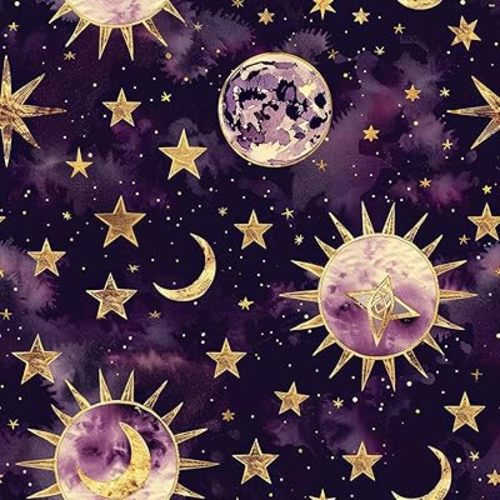 18"x236" Purple Gold Celestial Glittery Sun Star Peel and Stick Self Adhesive Wallpaper Removable Contact Paper Stick on Easy Peel Off Wall Paper for Kitchen Bedroom Bathroom Renter