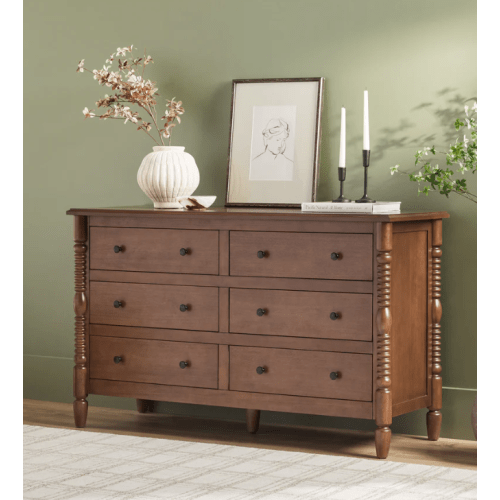 Traditional Vivienne 6-Drawer Easy Assembly Solid Wood Dresser