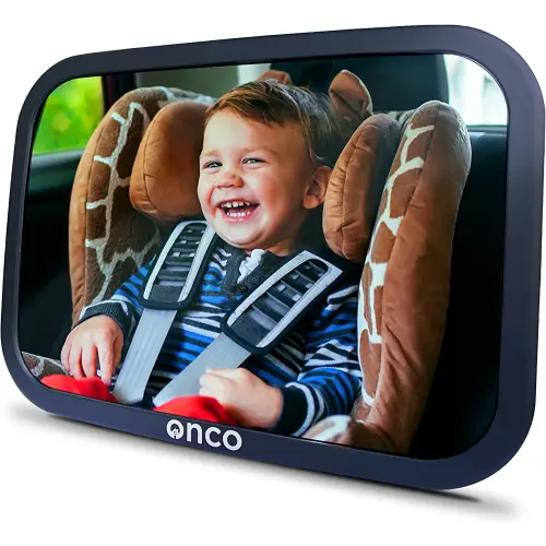 Onco Baby Car Mirror Rear-facing - Platinum Award Winning Car Mirror Baby Rear Facing Seat, Baby Essentials for Newborn, 100% Shatterproof Baby Mirror for Car, 360 degree Car Seat Mirror Rear Facing Infant