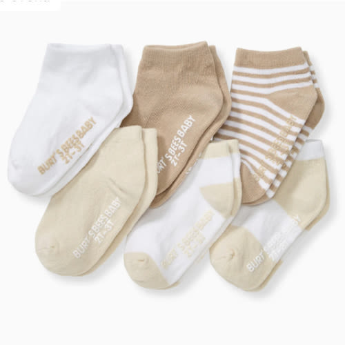 Solid and Stripes Organic Cotton Baby Ankle Socks 6 Pack Oat
