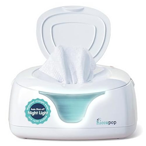 Hiccapop Baby Wipe Warmer and Baby Wet Wipes Dispenser | Baby Wipes Warmer for Babies | Diaper Wipe Warmer with Changing Light, White