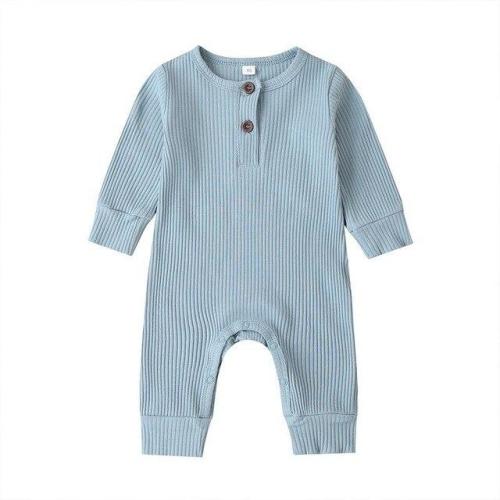 Ribbed thermal romper in blue – ChubbyBubbyBear