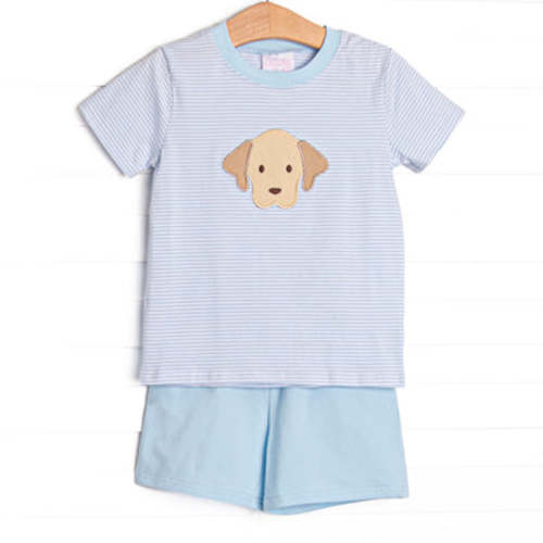 Perfect Pal Applique Short Set, Blue Stripe – Stitchy Fish