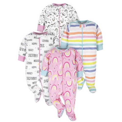 Onesies® Brand Newborn Baby Girl Sleep 'N Play Footed Pajamas, 4-Pack