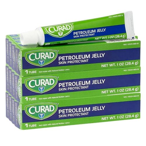 CURAD Petroleum Jelly Skin Protectant, Ointment for Dry Cracked Skin, 1 oz Tube (12 Pack)