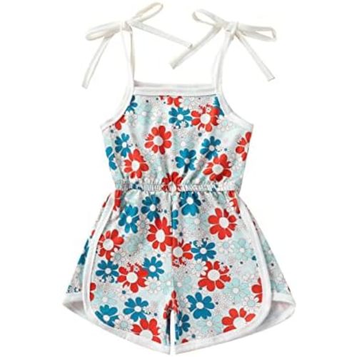 WZTYYDS Toddler Baby Girl Summer Clothes Floral Romper Tie-Up Strap Halter Jumpsuit Infant Summer Sling Playsuit 6M-3T