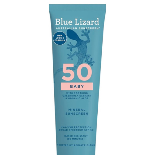 Blue Lizard BABY Mineral Sunscreen with Zinc Oxide, SPF 50+, Water Resistant, UVA/UVB Protection with Smart Cap Technology - Fragrance Free, 5 oz. Tube