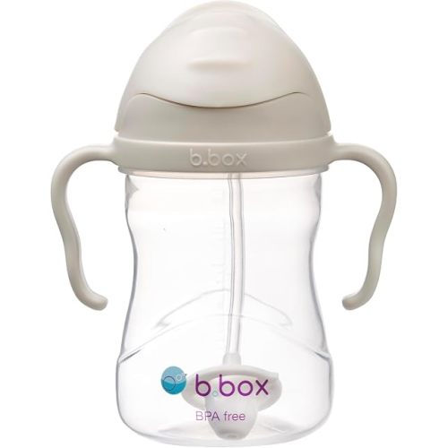 b.box Sippy Cup with Weighted Straw, Leak & Spill Proof, Easy Grip, BPA Free, Dishwasher Safe, Sip from Any Angle. Ideal for Babies 6m+ to Toddlers. (Latte, 8oz)