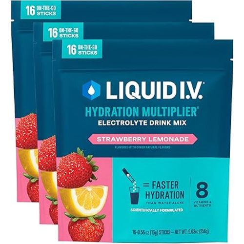 Liquid I.V. Hydration Electrolytes, Strawberry Lemonade, 48 Count