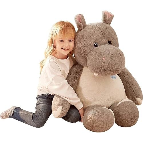 IKASA Giant Hippo Stuffed Animal,30" Jumbo Plush Toy, Soft and Cute Toys for Kids Boys Girls (Gray)