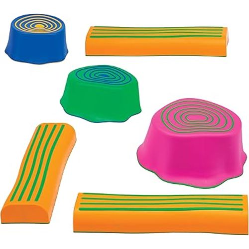 edxeducation Step-a-Trail - 6 Piece Backyard Obstacle Course for Kids - Indoor and Outdoor - Build Coordination and Confidence - Physical and Sensory Play