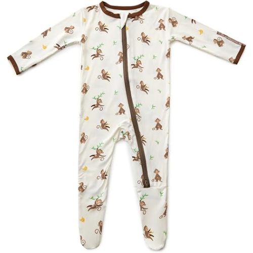 Bamboo Little Soft Baby Footie Pajamas, Baby Clothes, Newborn Sleepers, 95% Viscose and 5% Spandex, 0-24 Months